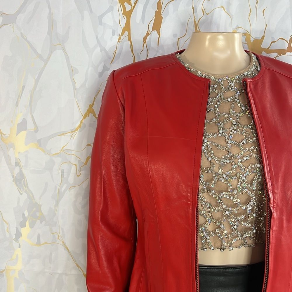 Aaron Craft Red Leather Jacket - image 3